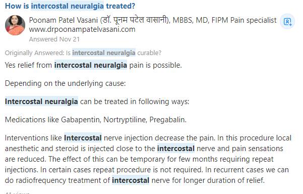 Intercostal neuralgia
