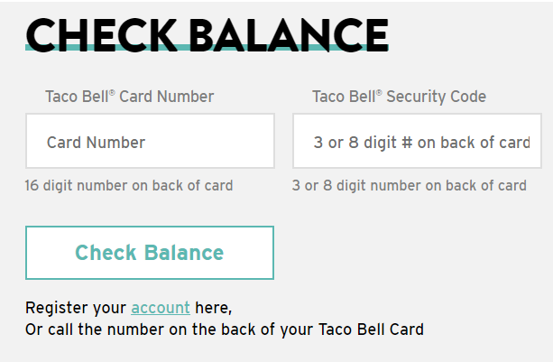 How To Check Taco Bell Gift Card Balance