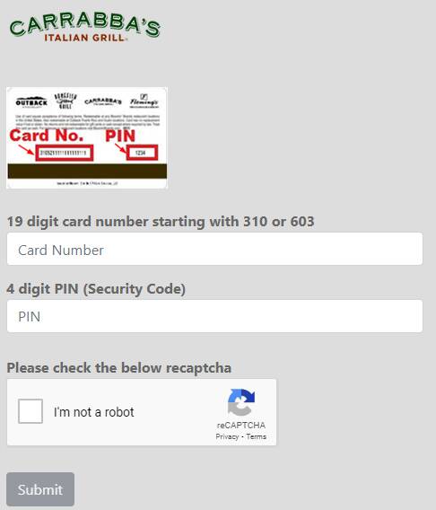 How to Check Carrabbas Gift Card Balance