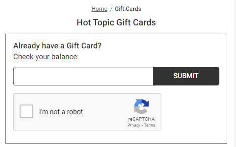 How to check a Hot Topic Gift Card Balance
