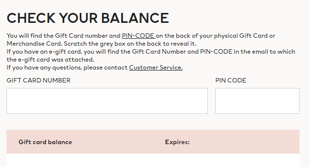 How to check the H and M Gift Card Balance